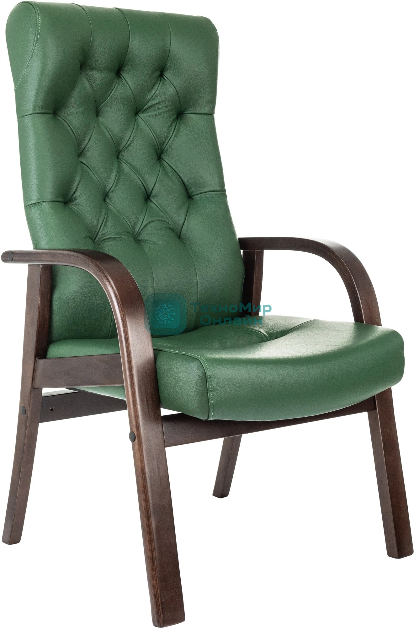 Кресло Бюрократ T-9928WALNUT-CF зеленый, кожа