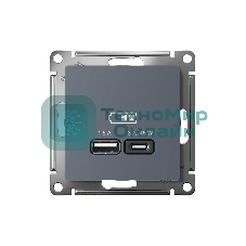 Розетка SE AtlasDesign USB A + тип-C 45W высокоскор. заряд. QC, PD, мех. грифель