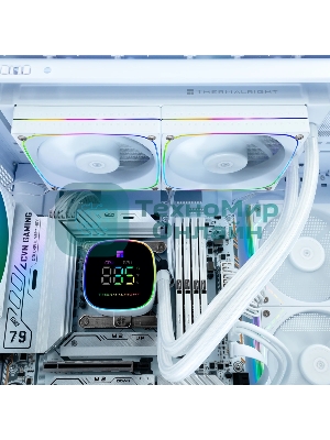 Система жидкостного охлаждения Thermalright Frozen Horizon 240 Digital (240мм, LED temp., White, ARGB/Fans: 2x120мм, 68.9CFM, 28.2dBA, 2000RPM/Pump height 53.2мм, Rad thickness 27мм/S: 1700, 1200, 1851, 115X, AM5, AM4)