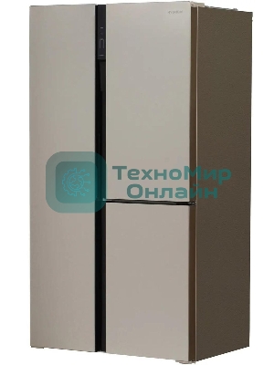 Холодильник Hyundai CS6073FV шампань трехкамерный 329/223л морозилка сбоку, No Frost, Side by Side