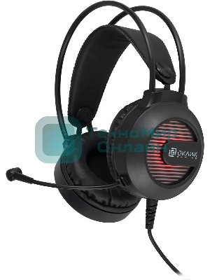 Гарнитура Oklick HS-L300G чёрный, проводная, 3.5 мм, подсветка