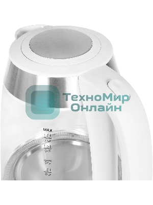 Чайник электрический Hyundai HYK-G4033 1.7 л, 2200 Вт, белый/серебристый (корпус: стекло)