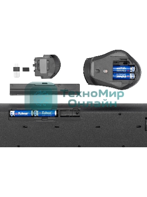 Комплект клавиатура+мышь Oklick S290W беспроводной, USB, 1600 DPI, чёрный