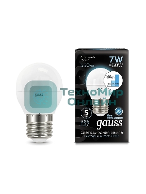 Лампа светодиодная Gauss LED Globe 7Вт E27 4100К step diммable (диммир.)