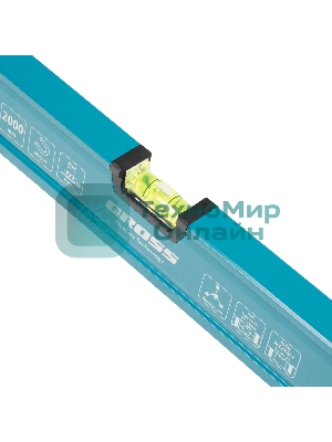 Уровень Gross 33656 алюминиевый, магнит., фрезерованный, 3 глазка, 0,5 мм/м, 2000 мм