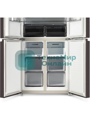 Холодильник Hyundai CM45043F черная сталь трехкамерный 270/135л морозилка снизу No Frost, Side by Side