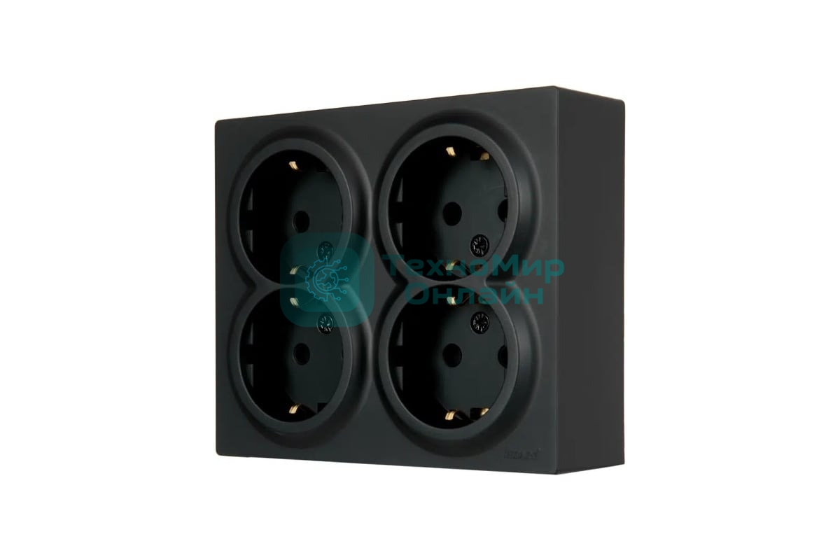 Розетка 4-мест. с заземл. LEZARD LETO 752-4200-127BDP закрытый корпус ПБТ черный бархат