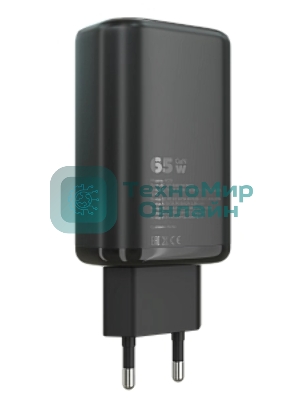 Сетевое зарядное устройство MORE CHOICE (4610196409646) NC79 1USB+2Type-C 3.0A PD 65W быстрая зарядка черный