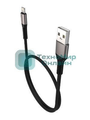 Дата-кабель Maxvi MC-21L USB-Lightning 2.4А, 1м, black-grey