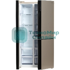 Холодильник Hyundai CS6073FV шампань трехкамерный 329/223л морозилка сбоку, No Frost, Side by Side