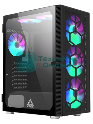 Компьютерный корпус Montech X3 GLASS, без БП, ATX 6x120мм 2xUSB 3.0 1xUSB3.1 audio bott PSU, черный