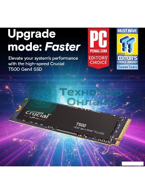 Накопитель SSD Crucial T500, 2Tb, M.2 2280, PCIe 4.0 x4, NVMe, R/W 7400/7000