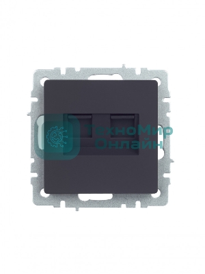 Розетка компьютерная двойная IEK BRITE РК10-2-БрГ RJ45 кат.5E графит