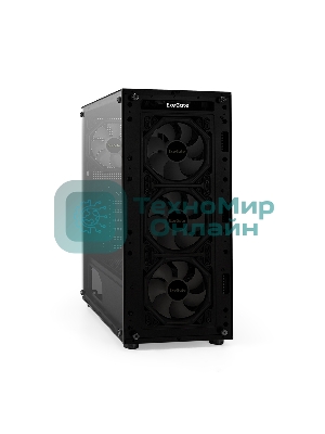 Компьютерный корпус Miditower ExeGate i3 BASE (ATX, без БП, с окном, 1*USB+1*USB 3.0, аудио, 4 вент. 12см с RGb подсветкой)