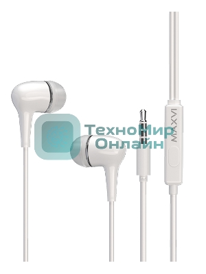 Проводные наушники Maxvi MHF-16 Easy белый, внутриканальные, проводной (Jack 3.5 мм), встроенный микрофон