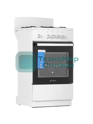 Плита газовая De Luxe 5040.48Г (Щ) белый, конфорок 4 шт, духовка 43 л, 50 см x 85 см x 50 см