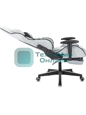 Кресло игровое Zombie Drift/F серо-голубой/черный, крестов. пластик, подст. для ног