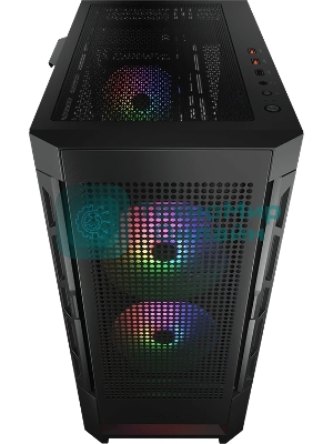 Компьютерный корпус Cougar Airface RGB Black, 2х140мм + 1x120мм ARGB Fan, ARGB Fan Hub, без БП, черный, ATX