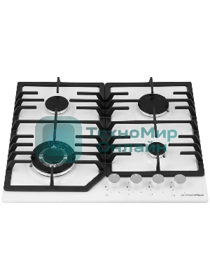 Газовая варочная панель Maunfeld EGHE.64.43CW/G, 4 конфорки, эмалированная сталь, белый