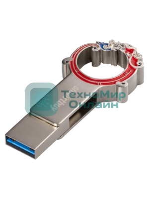 Флешка USB SmartBuy Metal Snake Dual (SB32GB3MSN), 32Gb, USB 3.0/3.1, R/W 75/30, серебристый/красный