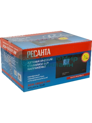 Стабилизаторы напряжения Ресанта АСН-10000/1-ЭМ 63/1/8 Стабилизатор 220В±2%, Габариты 400х323х183, Вес 24 кг