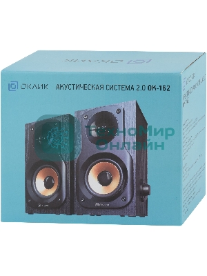 Акустическая система Oklick OK-162 2.0 темное дерево 8Вт