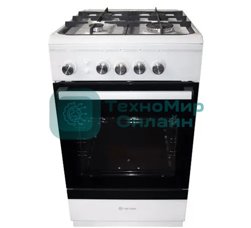 Плита газовая De Luxe 506040.24Г ЧР белый, конфорок 4 шт, духовка 54 л, 50 см x 85 см x 60 см