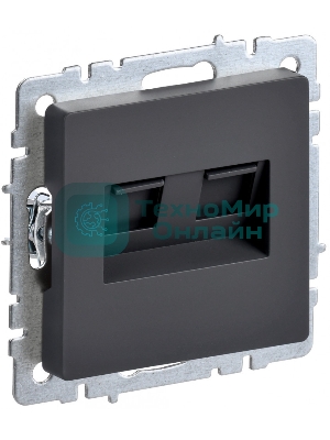 Розетка компьютерная двойная IEK BRITE РК10-2-БрГ RJ45 кат.5E графит