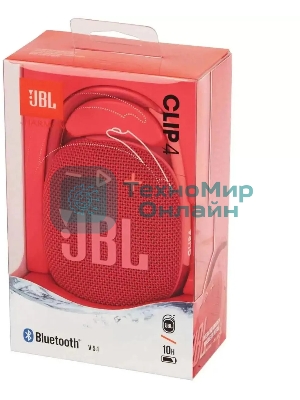 Колонка портативная JBL Clip 4 красный 5W 1.0 BT 15м 500mAh (JBLCLIP4REDAM)