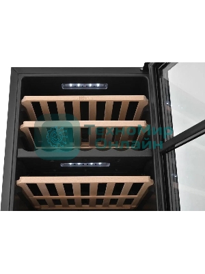 Винный шкаф ZÜGEL ZCWF521DB черный, 127 л, 2 отсека, 52 бут., класс A+