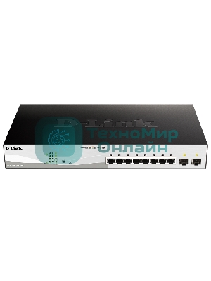 Коммутатор D-Link DGS-1210-10MP/F3A, 8×1 Гбит/с + 2×1 Гбит/с SFP, управляемый