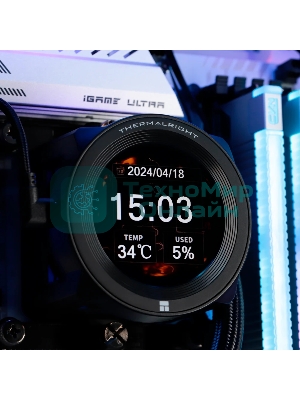 Система жидкостного охлаждения Thermalright Core Vision 360 (360mm, LED, Black, ARGB/Fans: 3x120mm, 72.37CFM, 27.7dBA, 2000RPM/Pump height 66mm, Rad thickness 27mm/S: 1700, 1200, 1851, 115X, 2011, 2066, AM5, AM4)