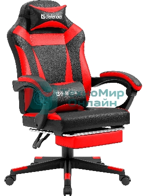 Кресло Defender CRUISER BLACK/RED черный/красный, экокожа, подставка для ног