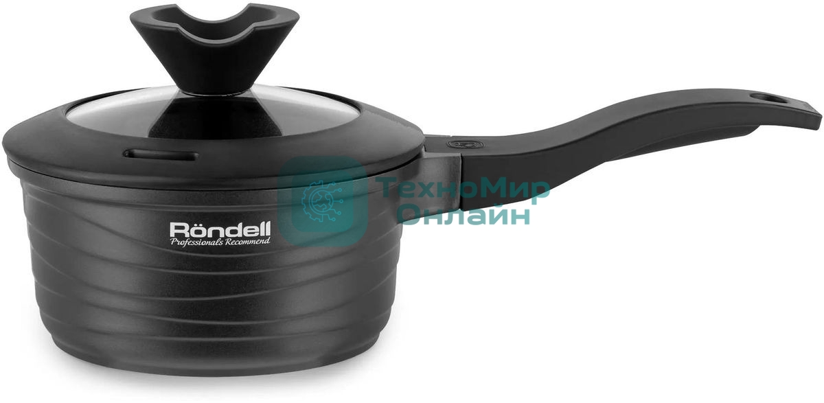 Ковш Rondell Walzer RDA-764, 1.3л, 16см, с крышкой, черный