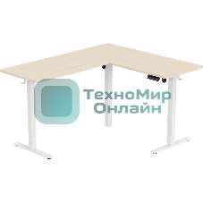 Стол компьютерный Cactus угловой подъемный столешница МДФ, белый дуб каркас белый 140x72x60 см (CS-EDXL-WWD)