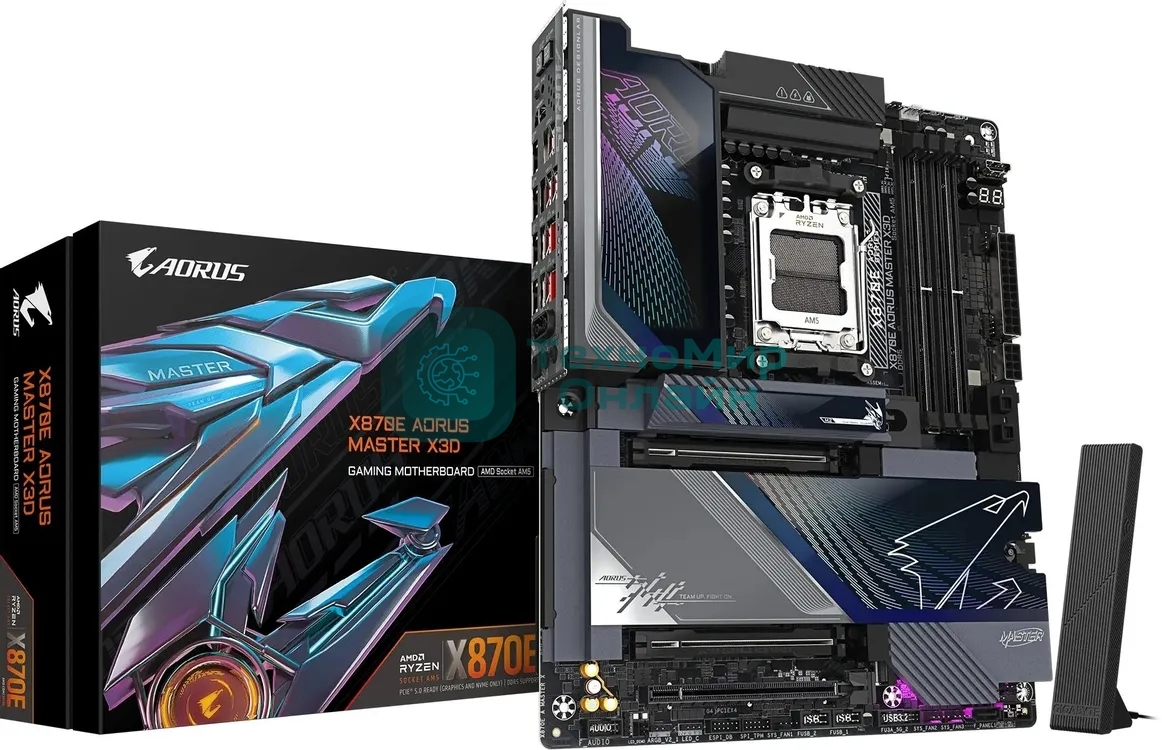 Материнская плата Gigabyte X870E A MASTER X Socket AM5 AMD X870E 4xDDR5 ATX AC`97 8ch(7.1) 1P 10Gigabit + 1P 5Gigabit RAID+HDMI