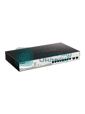 Коммутатор D-Link DGS-1210-10MP/F3A, 8×1 Гбит/с + 2×1 Гбит/с SFP, управляемый