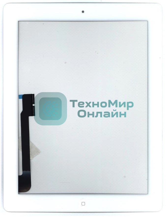 Сенсорное стекло (тачскрин) для iPad, 3 белое с кнопкой