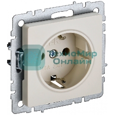 Розетка 1-местная IEK BRITE 16А РС14-1-0-БрКр с заземлением, с защитными шторками, 16А, бежевый