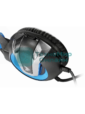 Гарнитура Crown CMGH-3001 чёрный/синий, проводная, подсветка