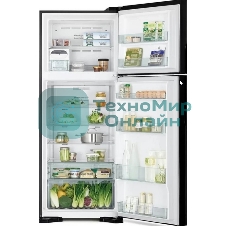 Холодильник Hitachi HRTN7489DFBBKCS черный инвертер двухкамерный инвертер 345/105л морозилка сверху, No Frost