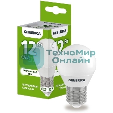 Лампа cветодиодная LED G45 IEK LL-G45-12-230-40-E27-G шар 12Вт 230В 4000К E27 GENERICA
