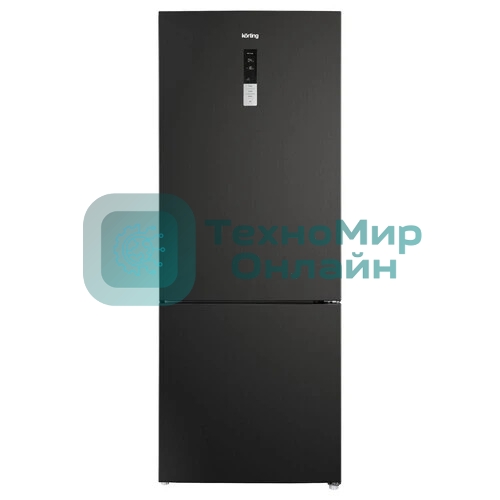Холодильник Korting KNFC 72337 XN черный двухкамерный 324/108л морозилка снизу, No Frost