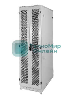 Шкаф телекоммуникационный напольный 42U (600 × 1000) дверь перфорированная, задние двойные перф.