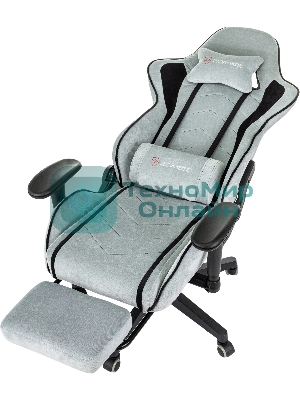 Кресло игровое Zombie Drift/F серо-голубой/черный, крестов. пластик, подст. для ног