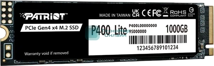 Накопитель SSD Patriot P400 Lite 1Tb M.2 2280 NVMe PCle 4.0 x4 R3500/W2700 TbW 560Tb 3D NAND with HS