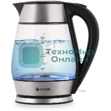 Чайник Vitek VT-7037(TR) Мощность 2200 Вт Макс. объем 1,7 л Корпус из термостойкого стекла.