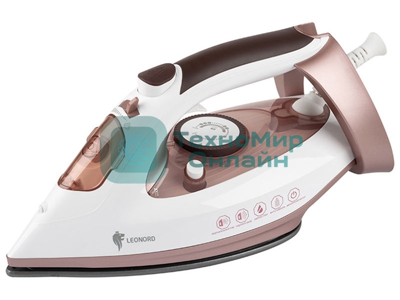 Утюг LEONORD LE-1802 3100 Вт, пар, спрей, пар. удар, самооч., тефлоновая подошва, белый/бежевый