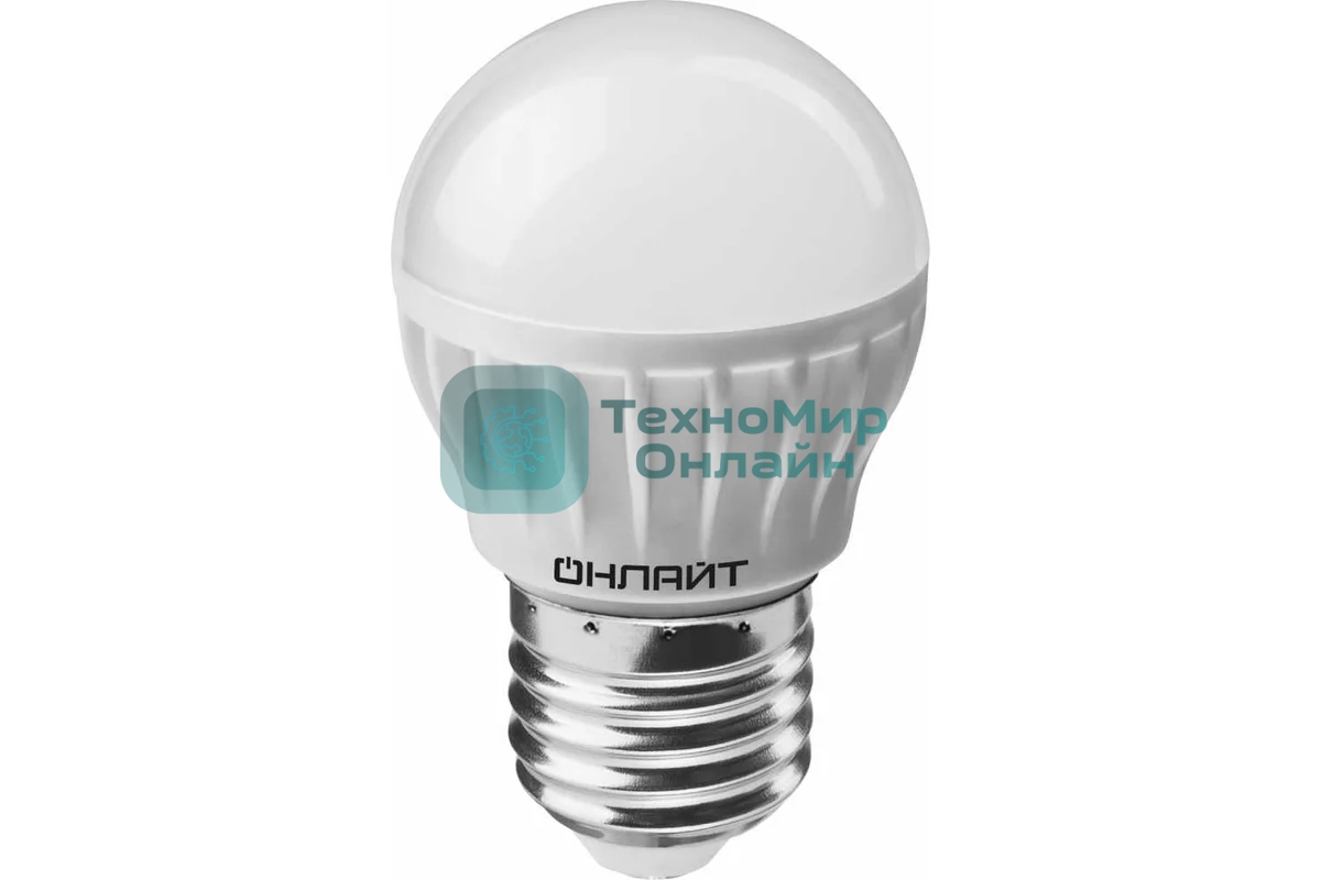 Лампа светодиодная ОНЛАЙТ 61138 OLL-G45-6-230-6.5K-E27