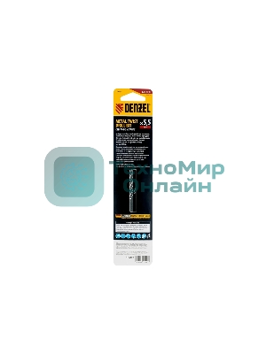 Сверло спиральное по металлу Denzel 5,5 х 139 мм, Р6М5, Golden Tip, удлиненное